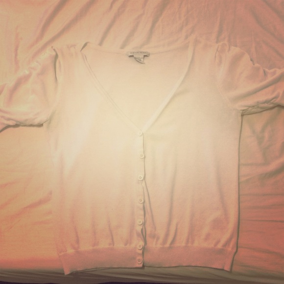 White Short-Sleeve Knit Cardigan - Picture 1 of 3
